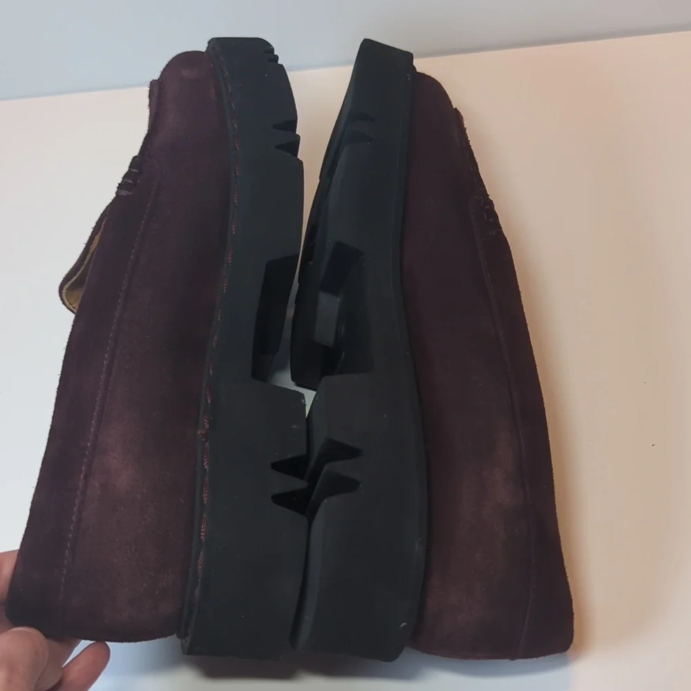 Aquatalia Suede Loafers Burgundy With Black Sole Size 9.5 - Picture 6 of 9